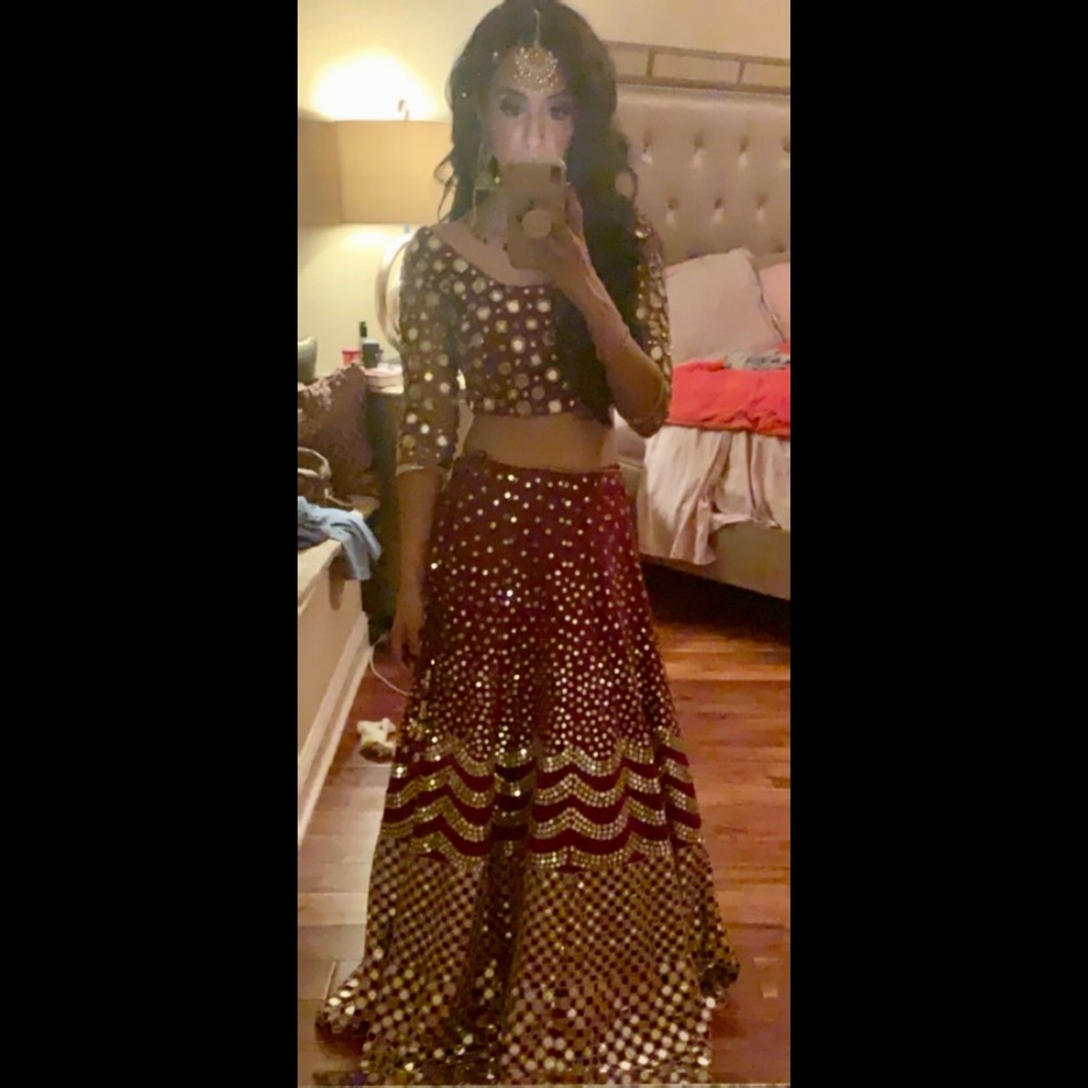 Full mirror work Bridal Lehenga